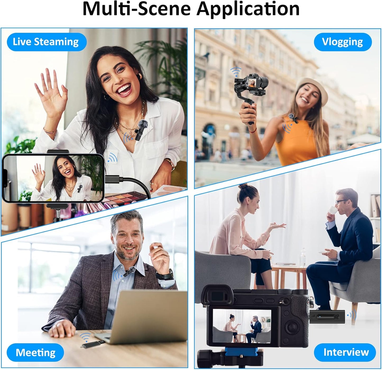 SPORTKEE - Paquete de 2 micrófonos inalámbricos Lavalier.
