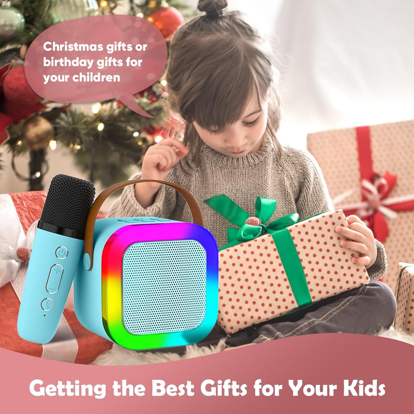 Aplsinvivi Mini altavoz para máquina de karaoke para niños.