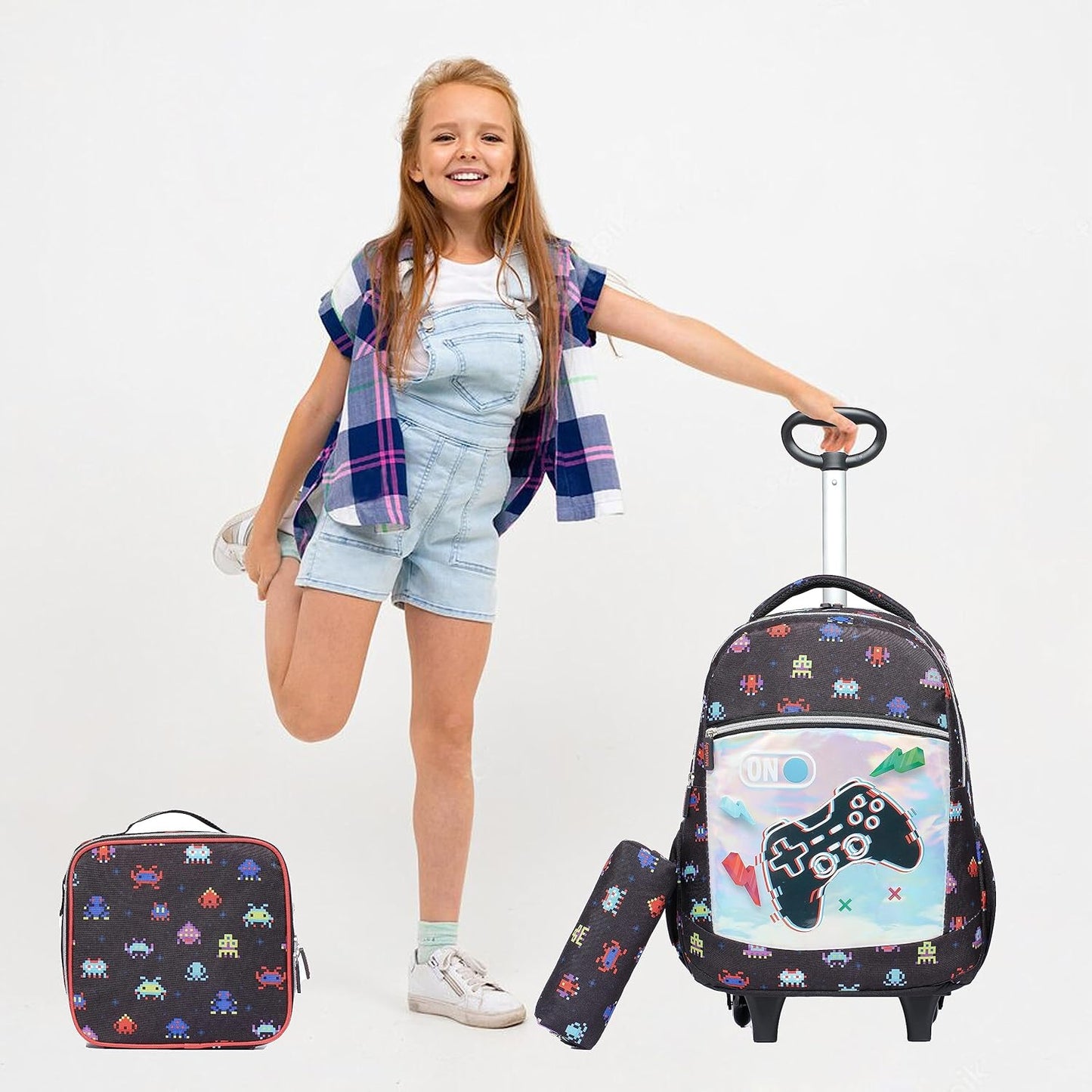 Mochila con ruedas para niños, maletas de 18 pulgadas, 3 piezas, equipaje de viaje.