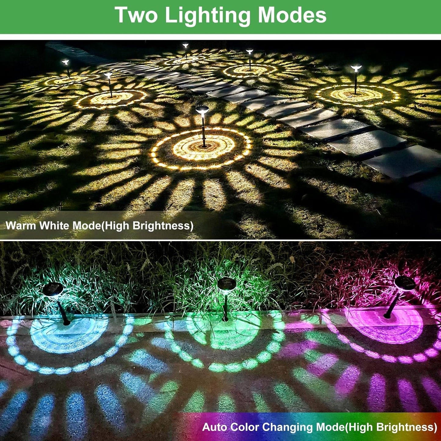 Paquete de 8 luces solares para camino de jardin, (USADAS).