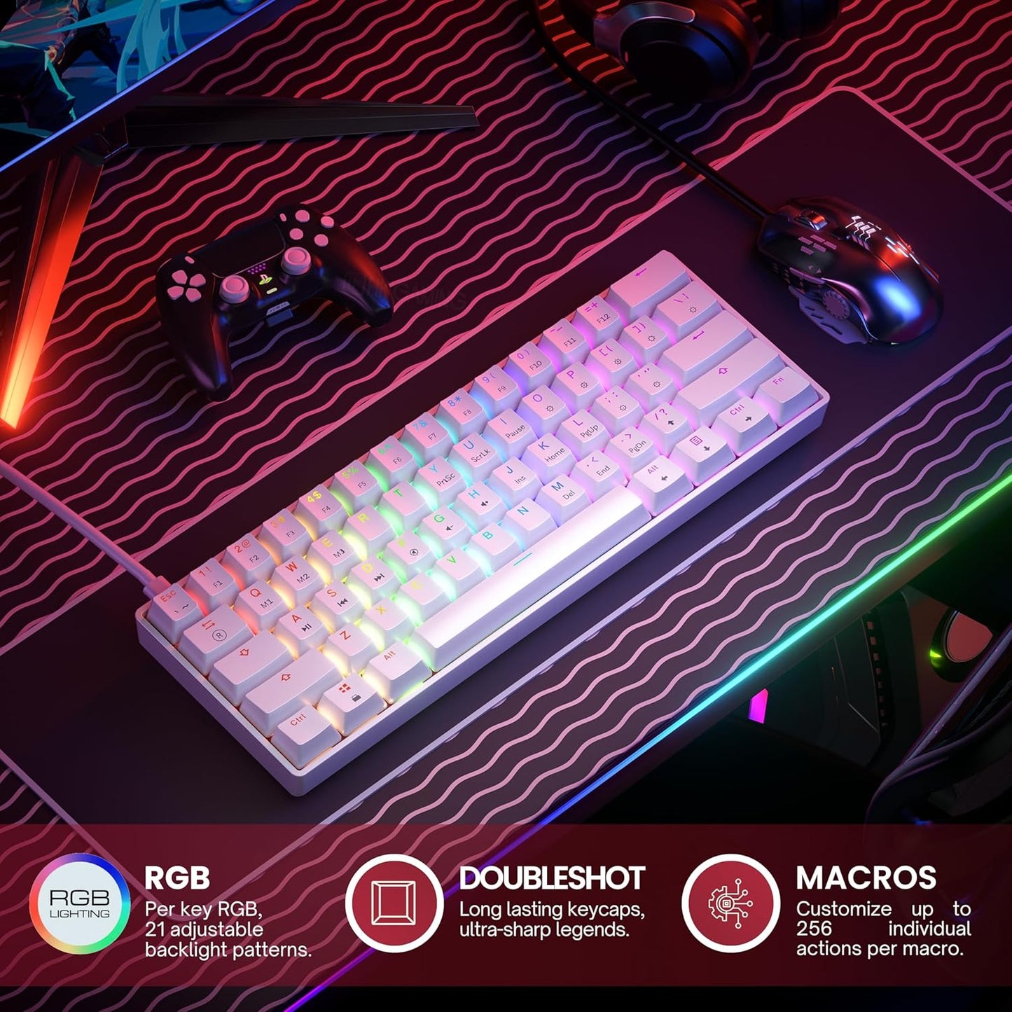 Teclado mecánico para videojuegos GK61 .