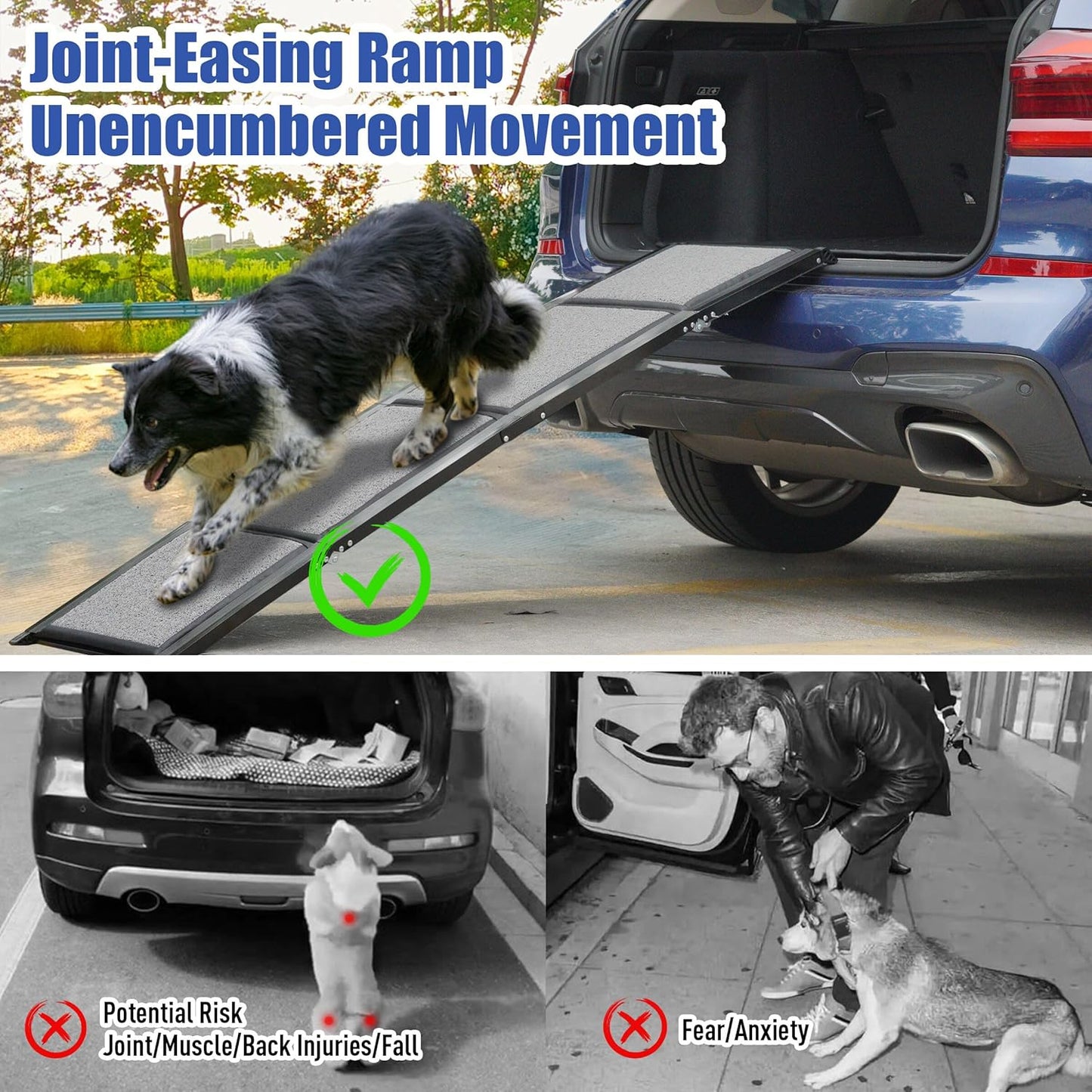 BACOENG, Rampa para perros, p/coche, Plegable, Antideslizante.