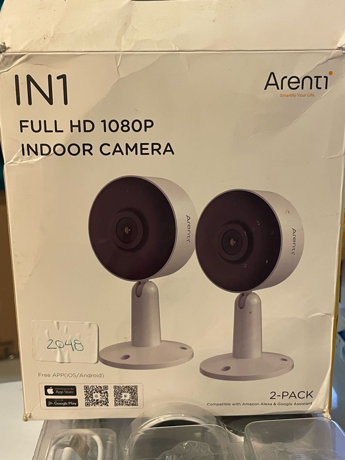 ARENTI Cámara de seguridad WiFi para interiores. 2 PACK.