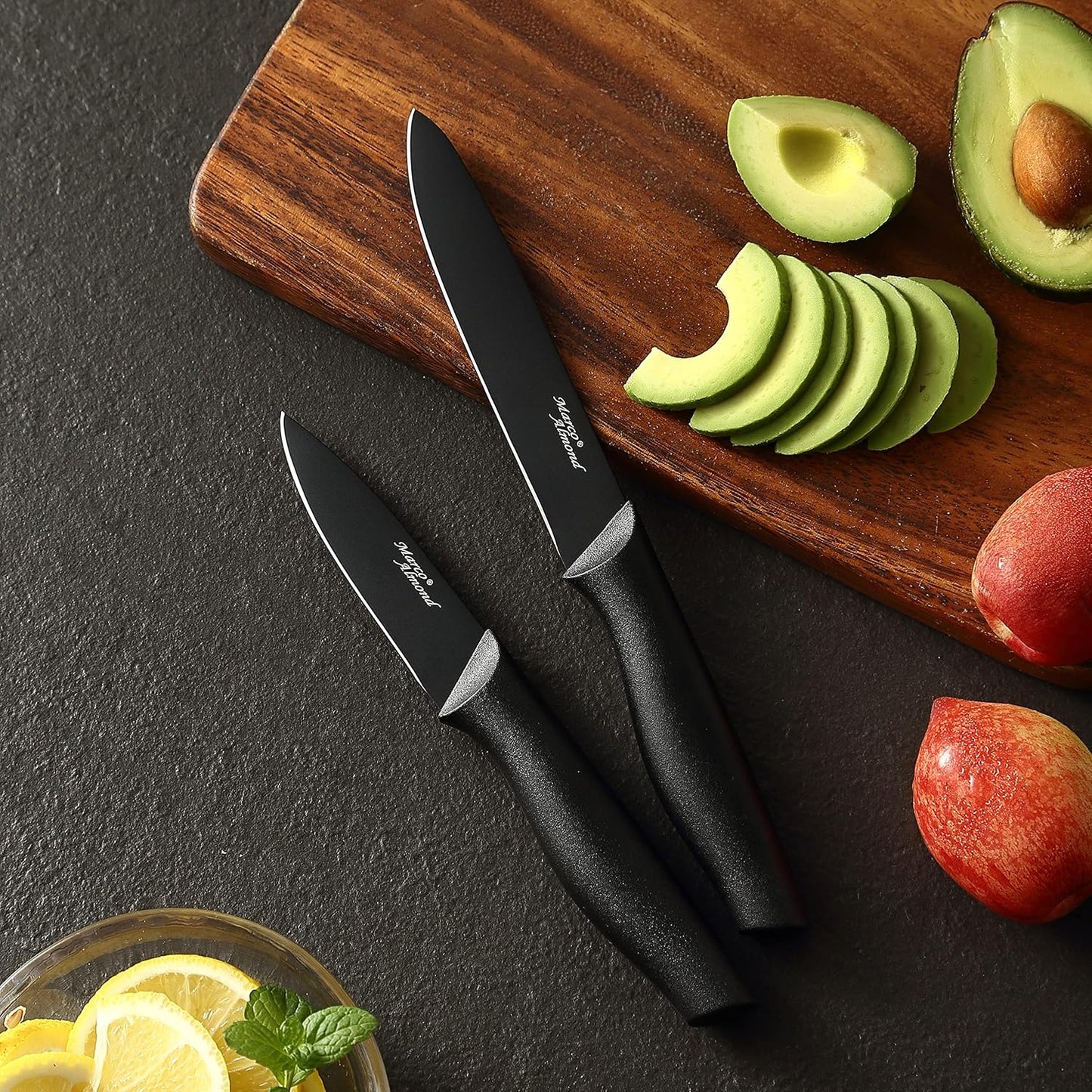 Juego de cuchillos de cocina de 12 piezas, 6/6, Marco Almond.