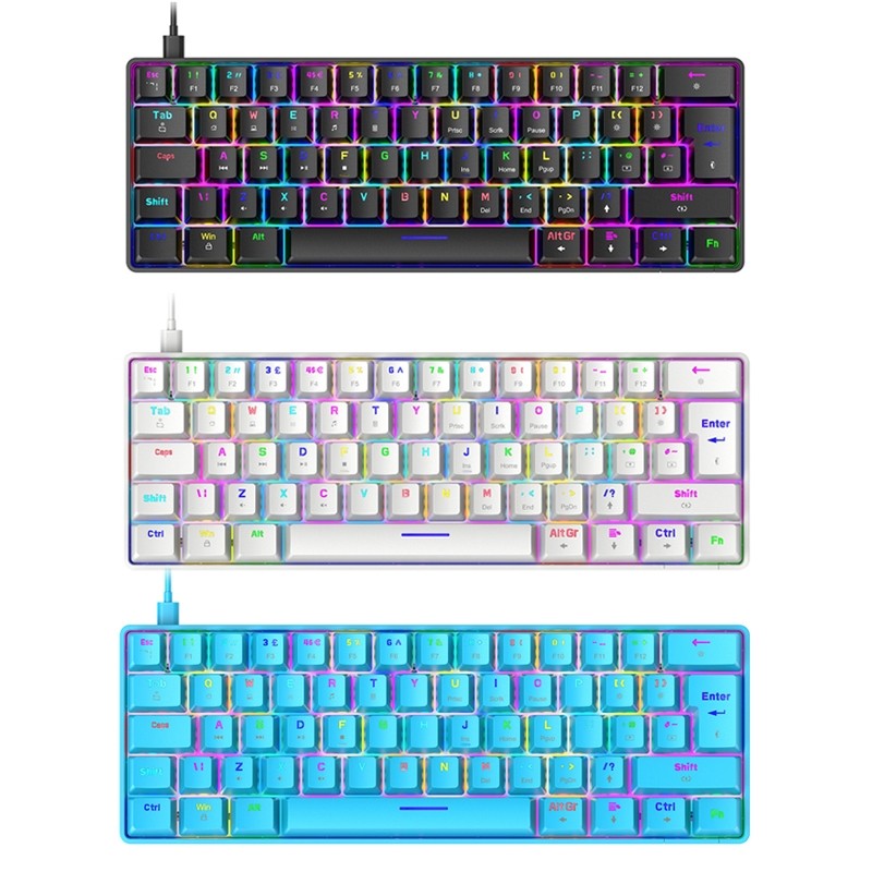 Teclado mecánico con cable ZIYOU LANG T60 de 62 teclas.