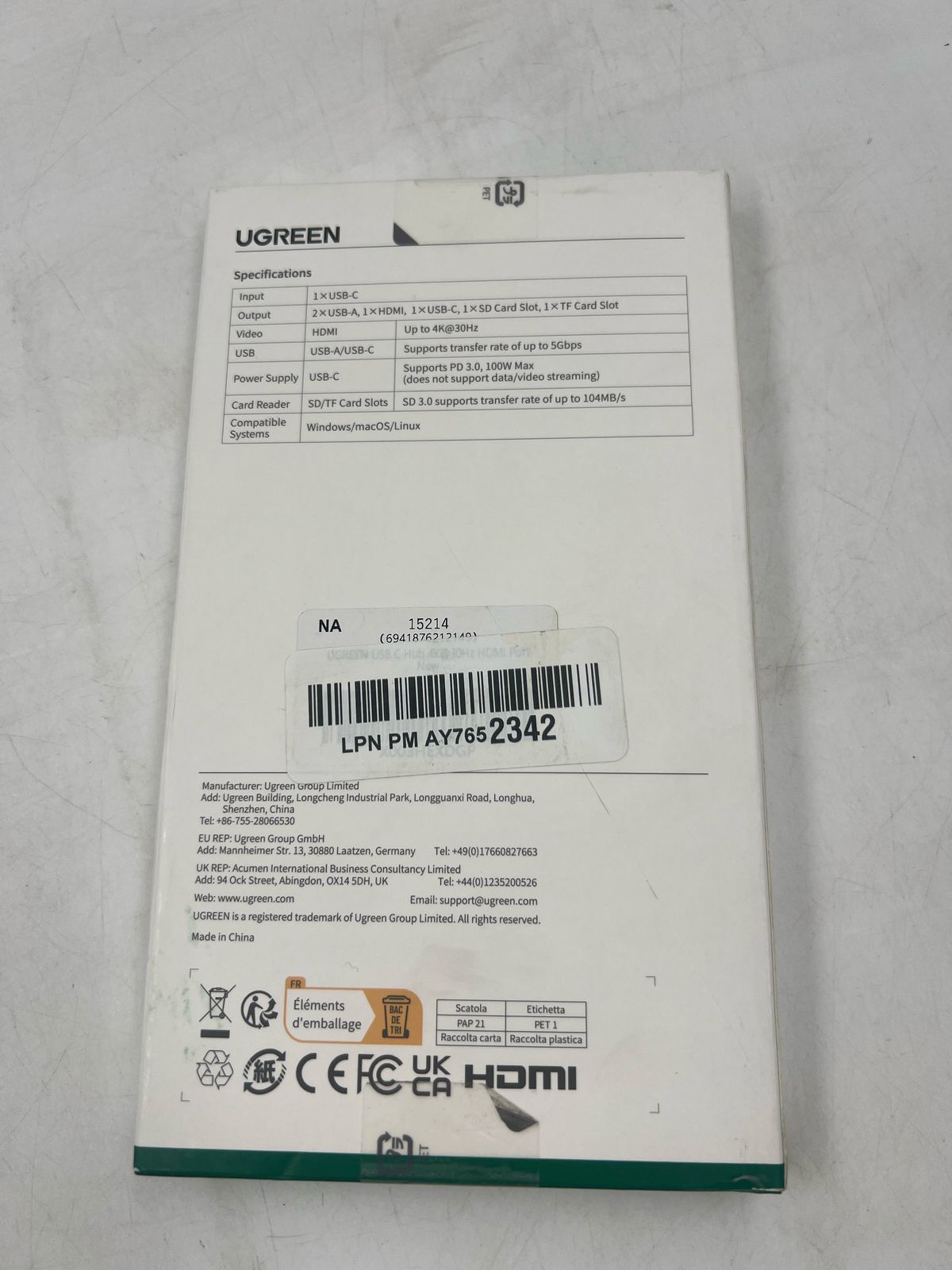 UGREEN Adaptador multifunción USB-C 7-1