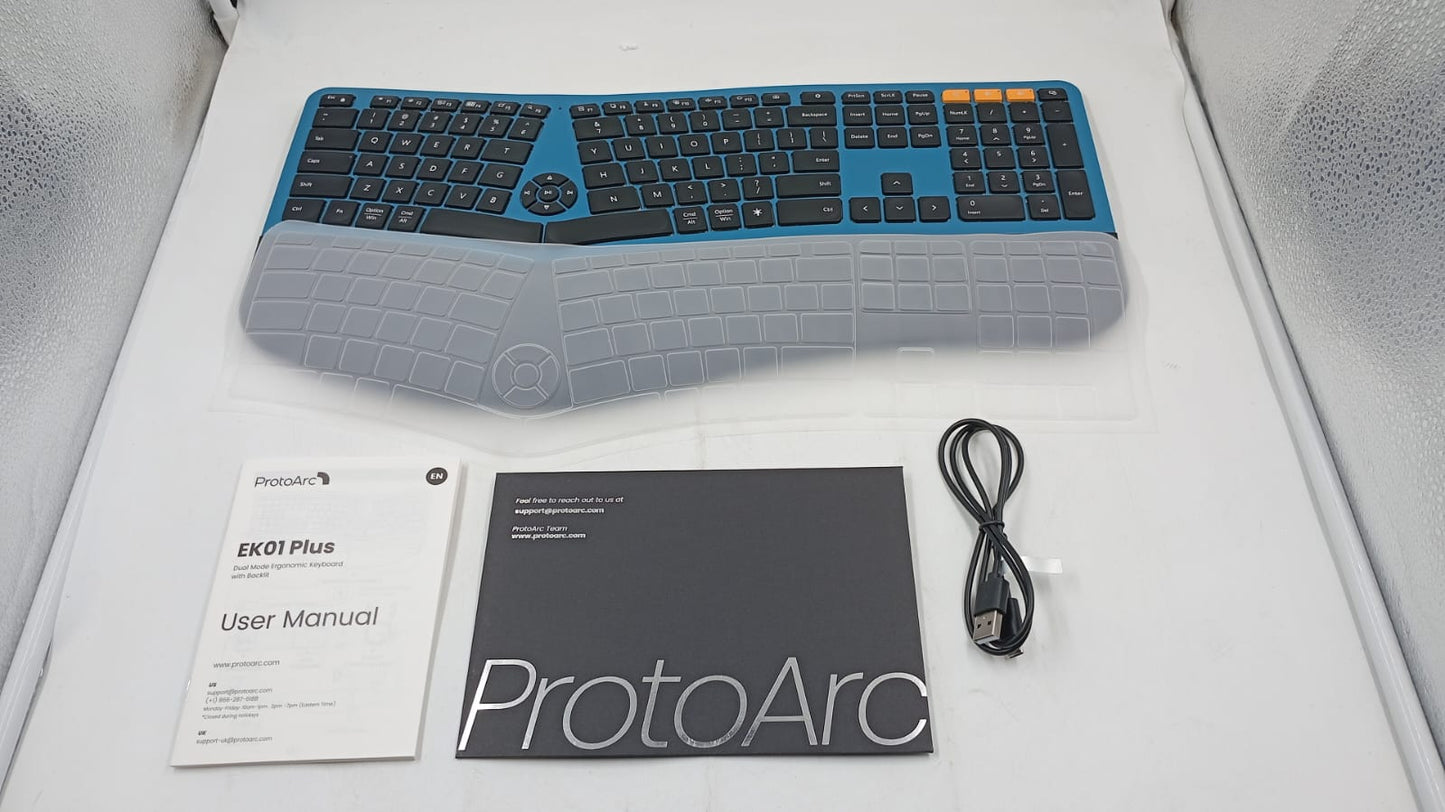 TECLADO ERGONOMICO PROTOARC EK01 PLUS, INALAMBRICO.