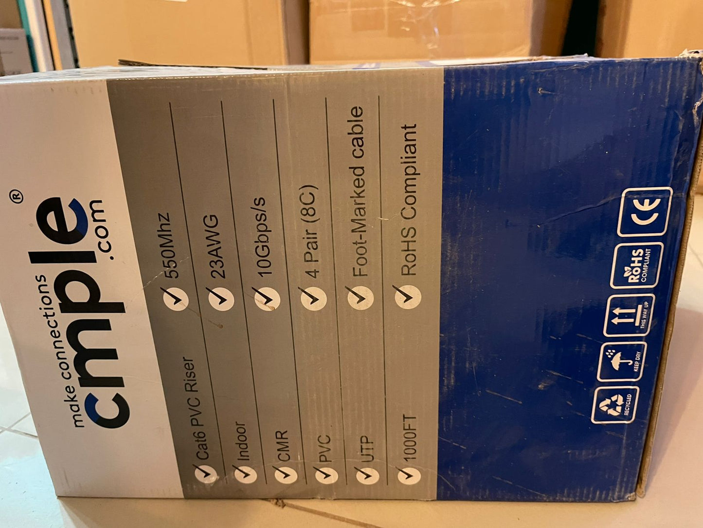 Cable Ethernet LAN de red Cat6 (UTP), 23 AWG, CMR.