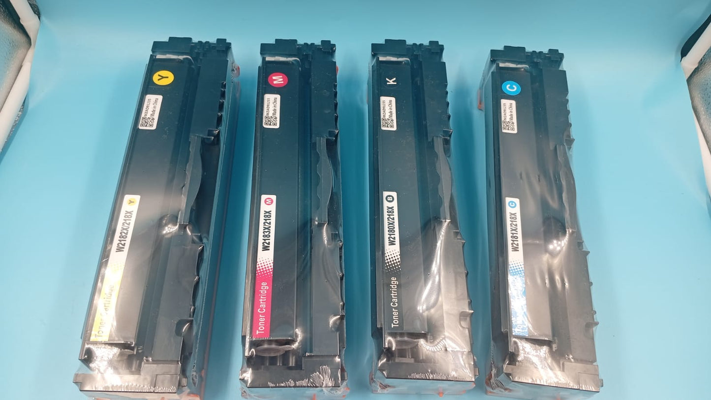 Paquete de 4 cartuchos de tóner 218X, 1negro, 3 colores, sin chip.