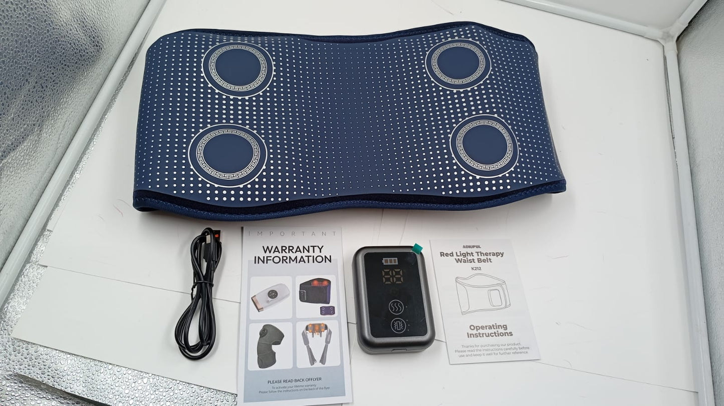 Cinturón inalámbrico de terapia de luz roja, vibracion y calor. (USADO).