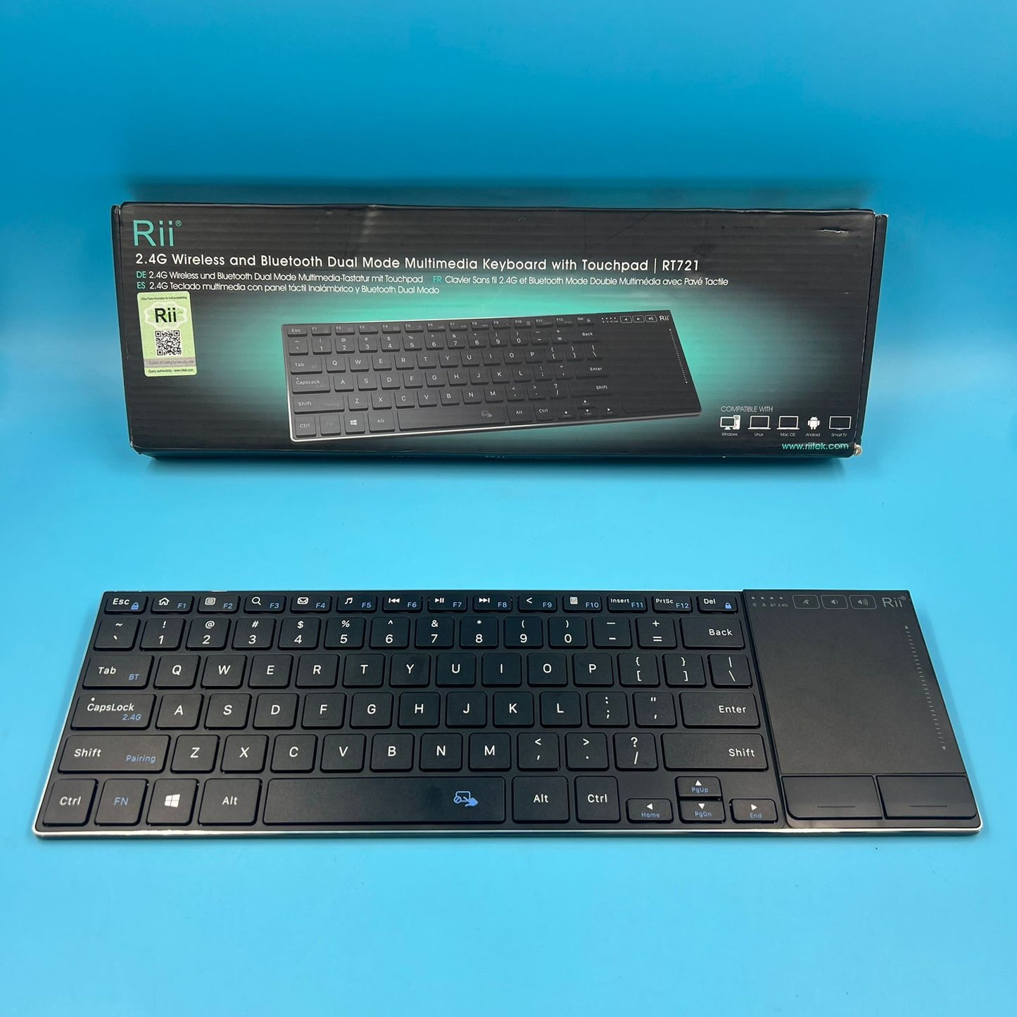 Rii Teclado Bluetooth inalámbrico ultra delgado multidispositivo