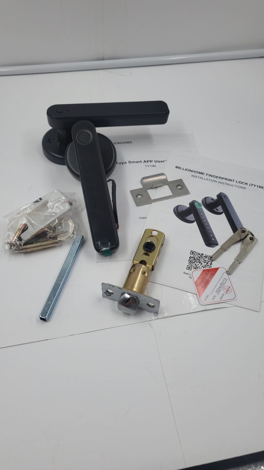 Cerradura de puerta con huella dactilar, cerradura de puerta inteligente con teclado, cerradura de entrada sin llave, con asa para hogar, hotel, oficina, departamento, recámara