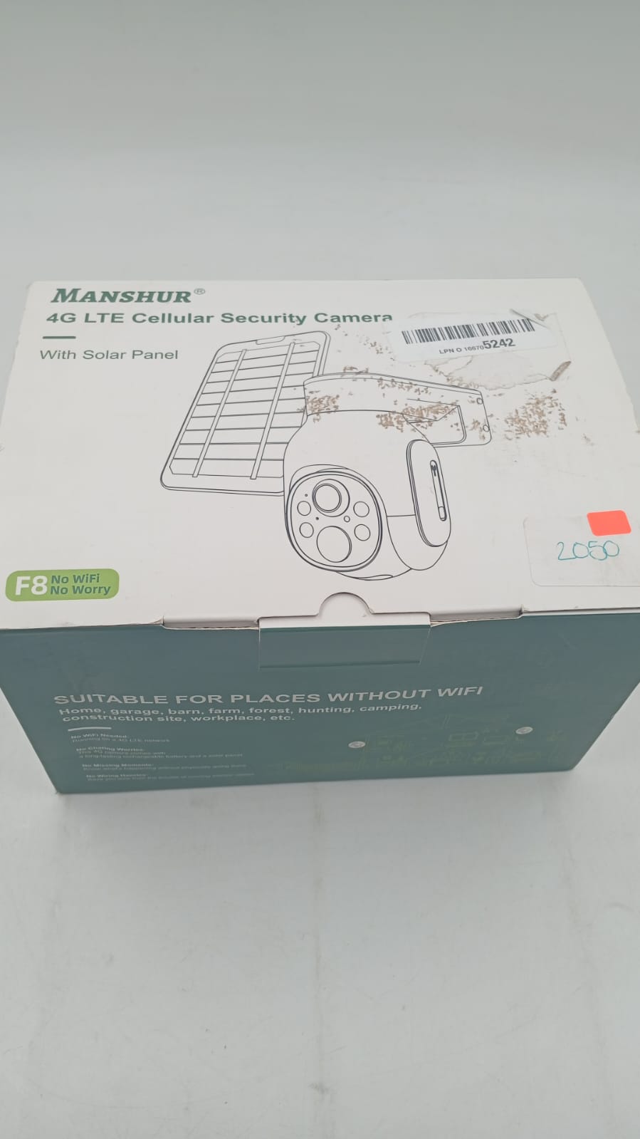 Manshur® Cámara de seguridad celular 4G LTE solar con tarjeta SIM.