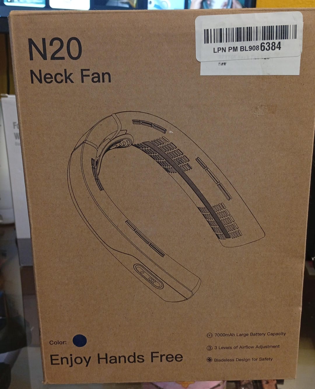 Ventilador de cuello portátil, sin aspas, flujo de aire. (USADO).