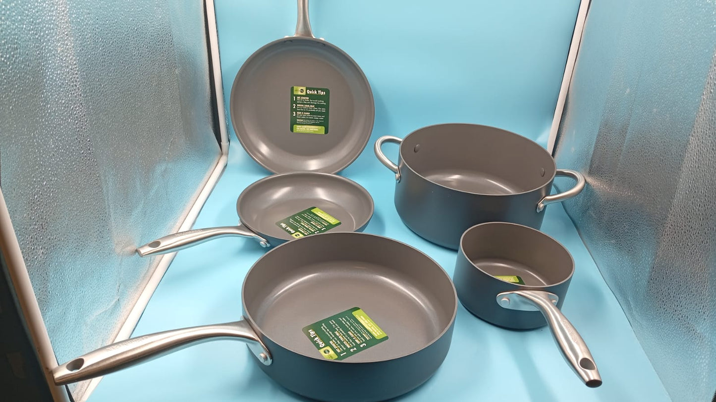 Juego de sartenes de cocina antiadherentes, 12 piezas, (DETALLE).