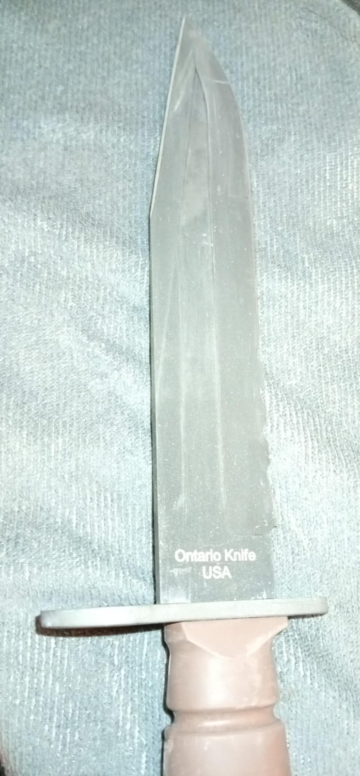 Cuchillo de supervivencia, Ontario OKC3S, bayoneta marina.(DETALLE)