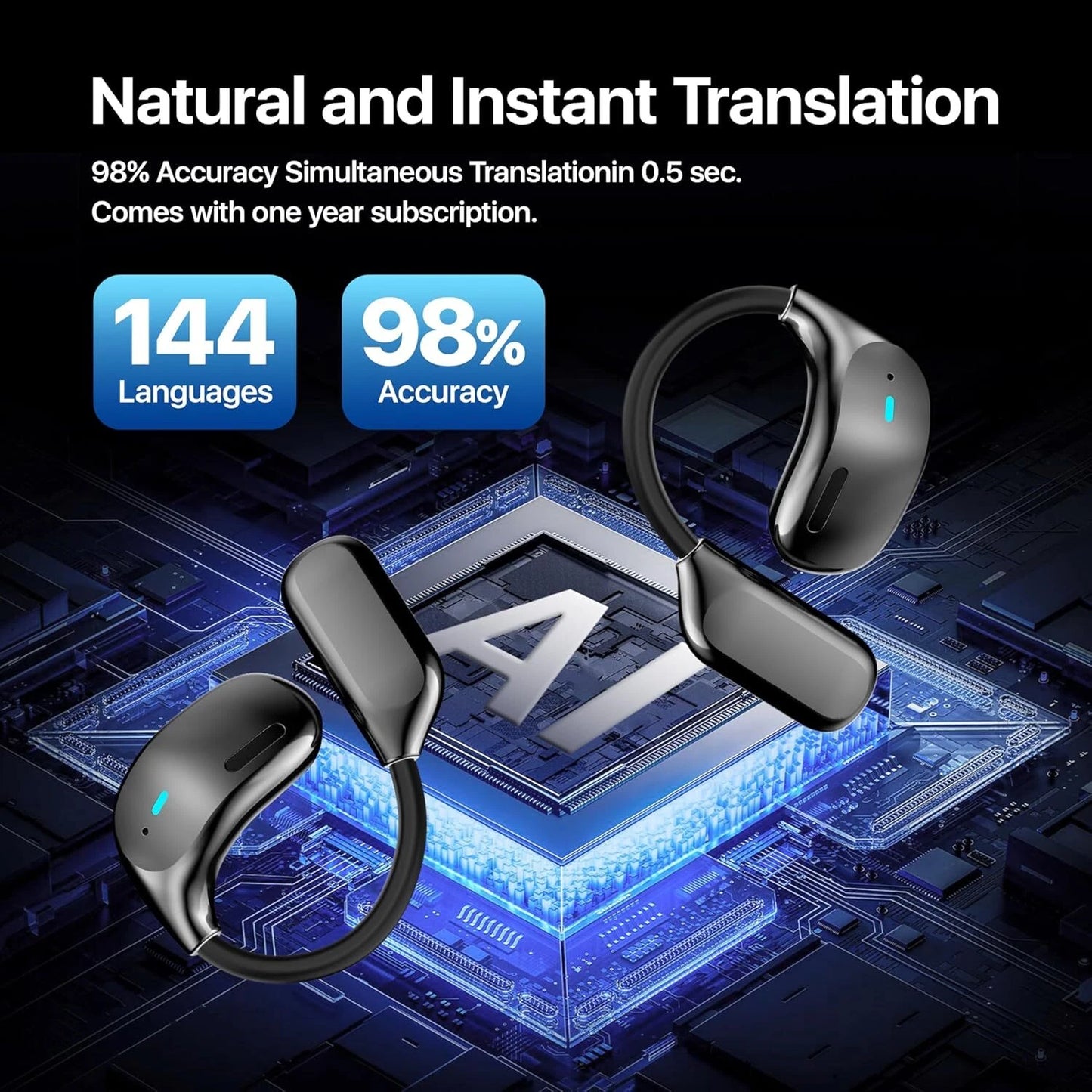 Auriculares traductores OWS LX-80 AI, negros.