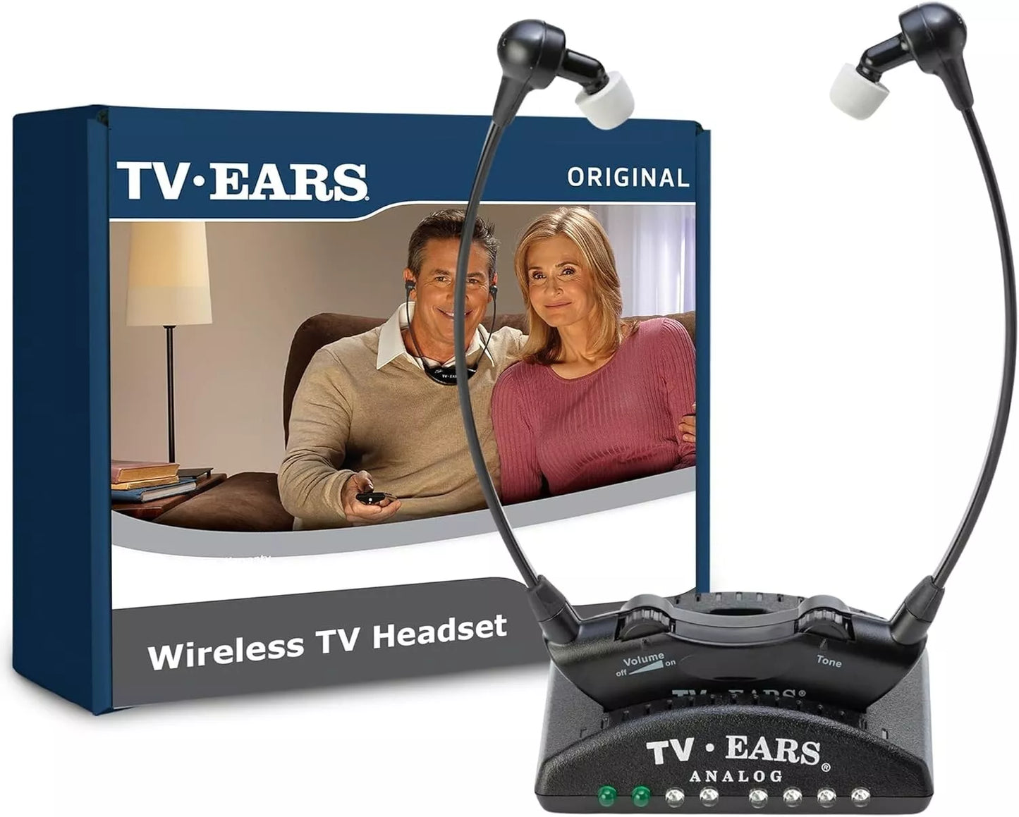 Auriculares de TV inalámbricos infrarrojos con puntas de espuma.