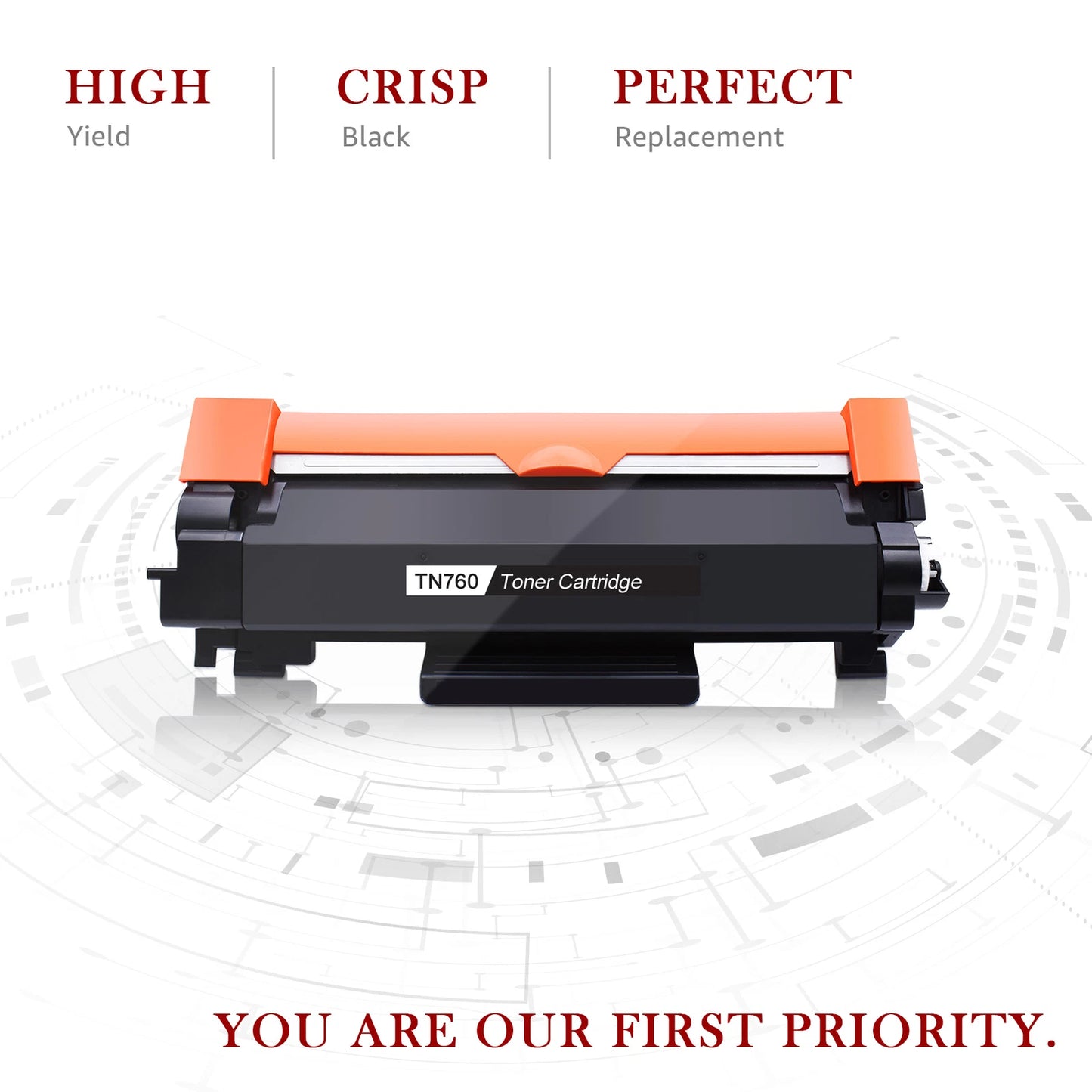 Paquete de 3 tóners negros, alto rendimiento Brother TN-760 (USADO).