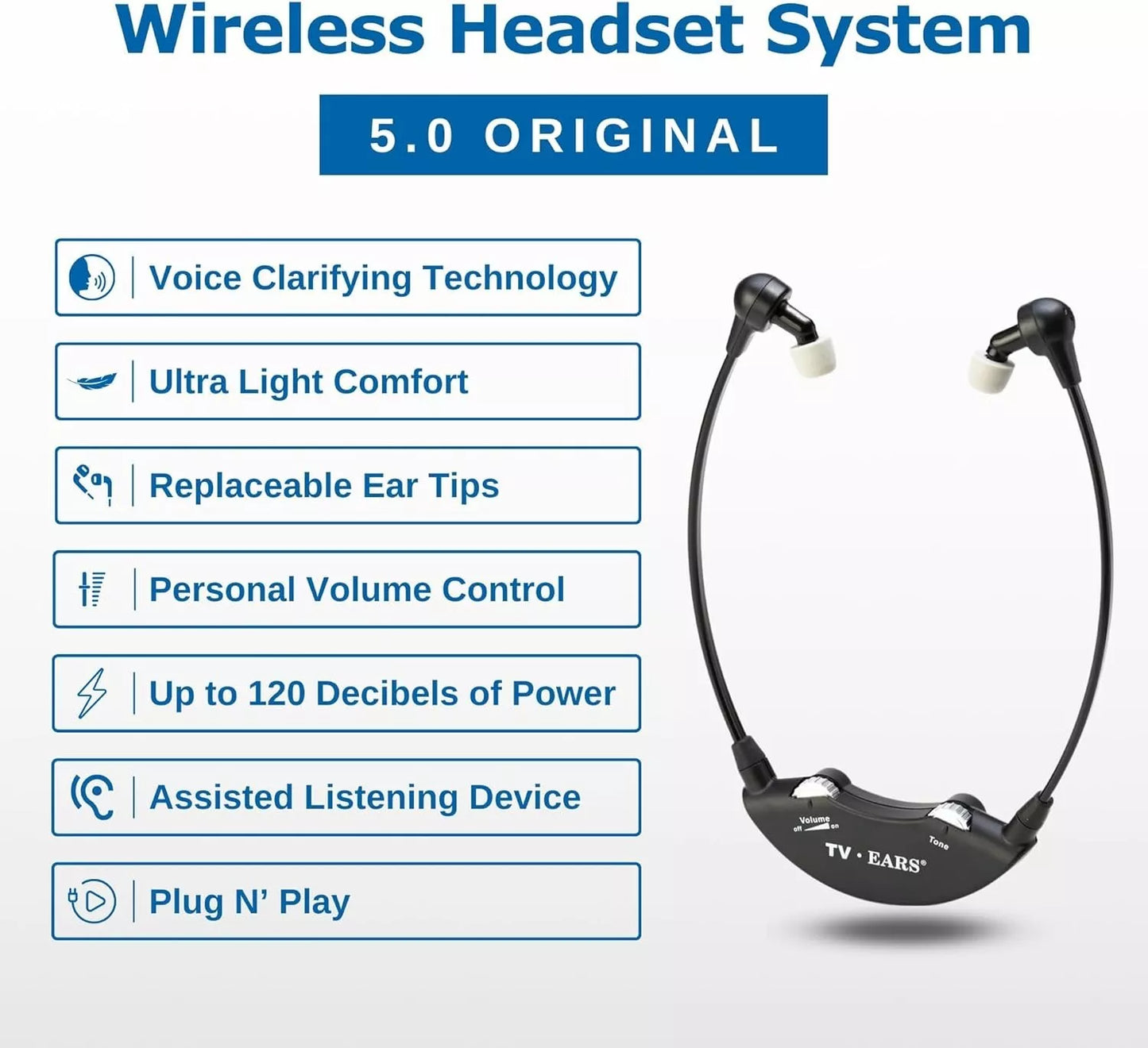 Auriculares de TV inalámbricos infrarrojos con puntas de espuma.