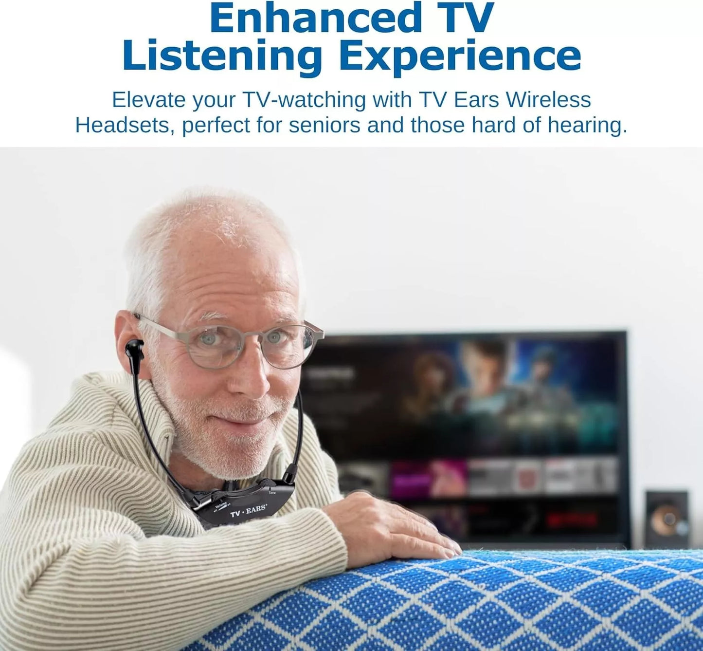 Auriculares de TV inalámbricos infrarrojos con puntas de espuma.