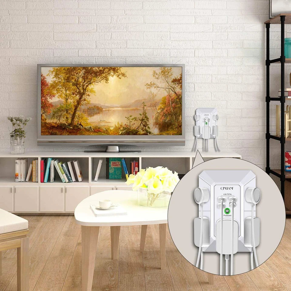 Cargador de pared USB, de 5 tomacorrientes , 3 puertos USB y 1 tipo C