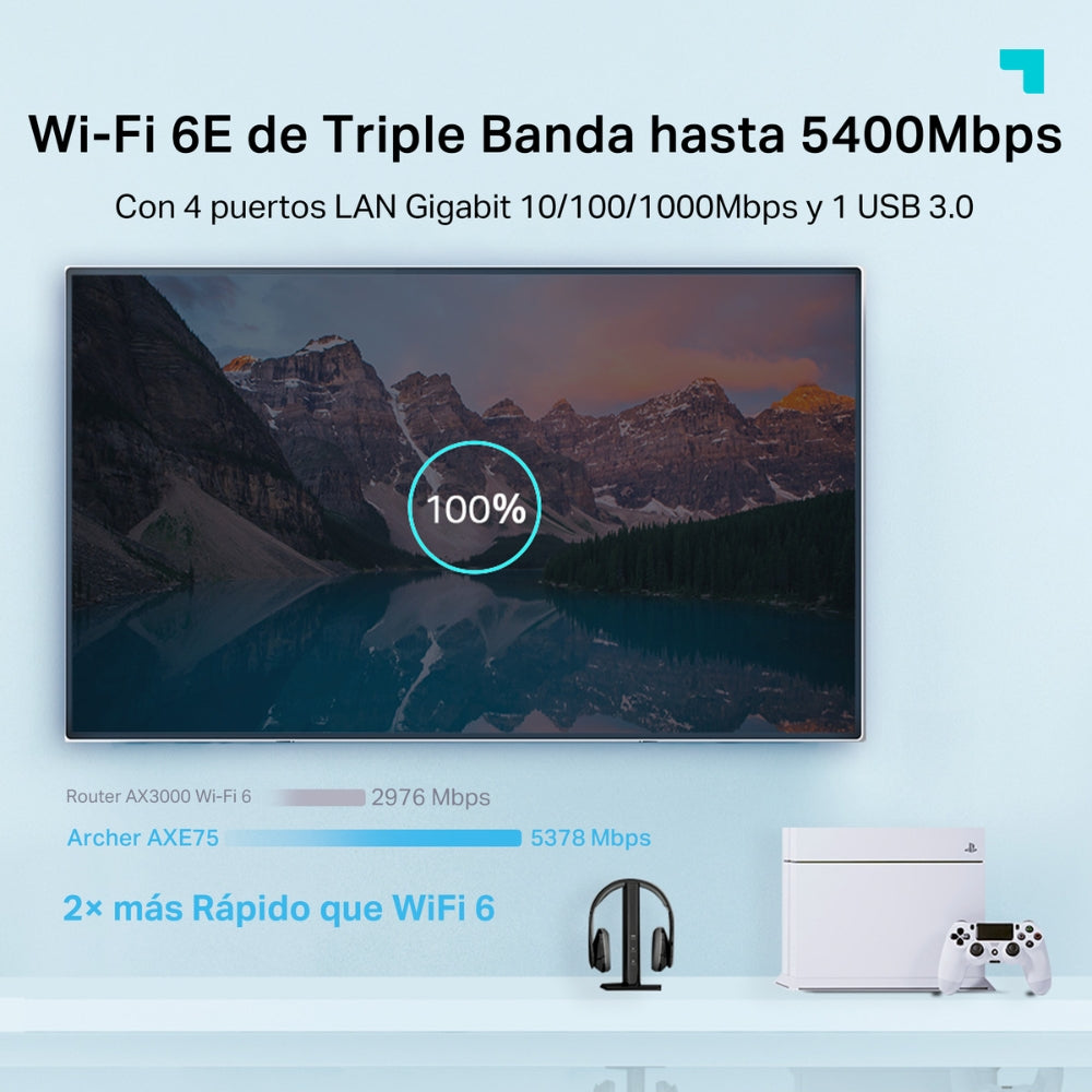 Router Archer AXE75 AX5400 Gigabit Wi-Fi 6E IA de Tri-Banda