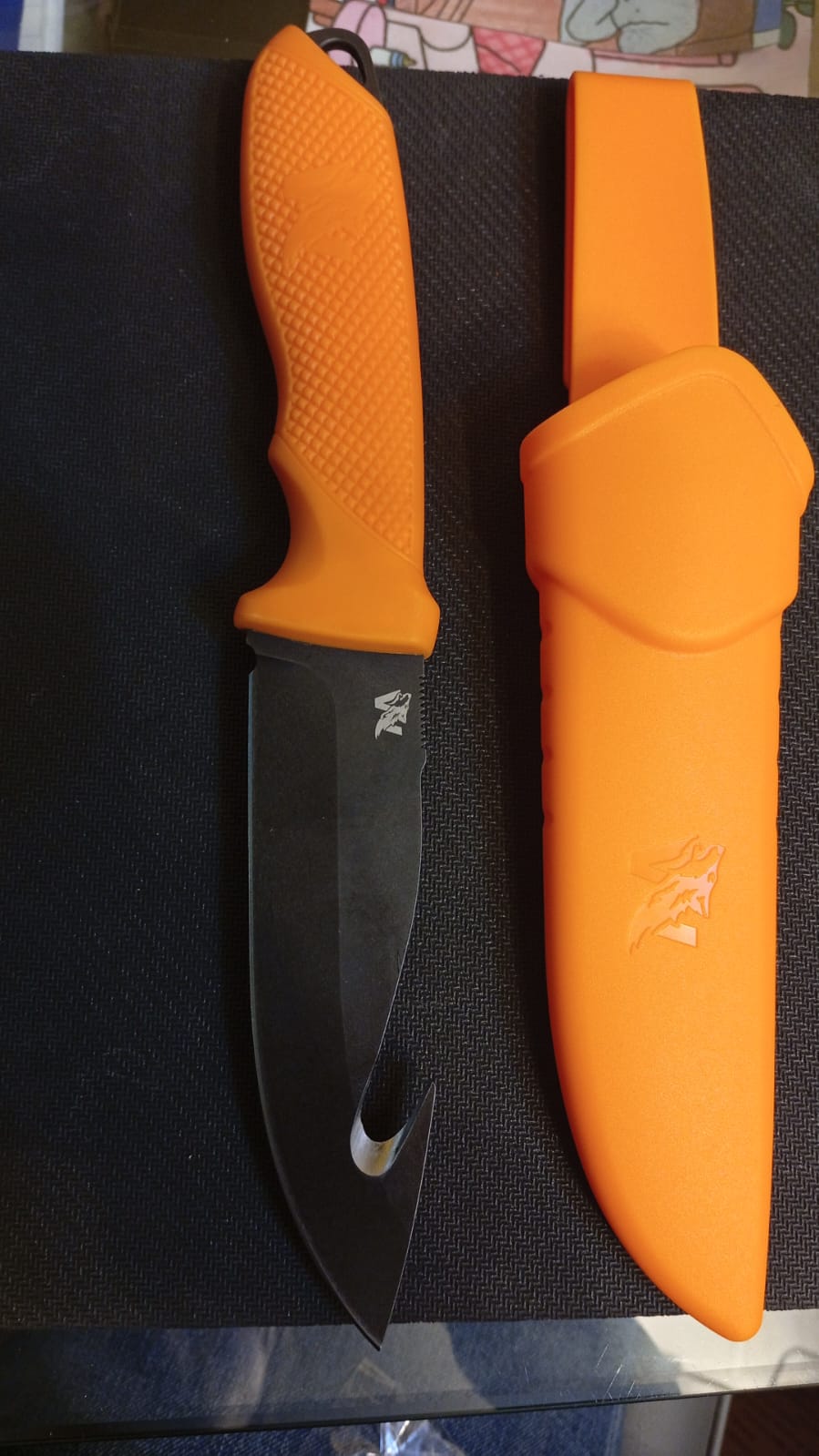 Cuchillo De Caza, Odenwolf - Hunter 2 Naranja Negro, C/funda.