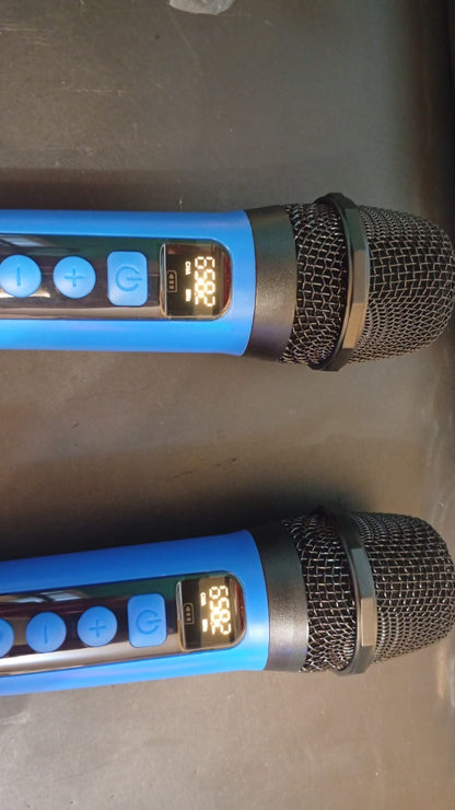Máquina de karaoke JOYC, 2 micrófonos inalámbricos y luces RGB