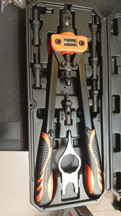 Remachadora manual Hardell 14", 6 mandriles métricos M6, M8 y M10.