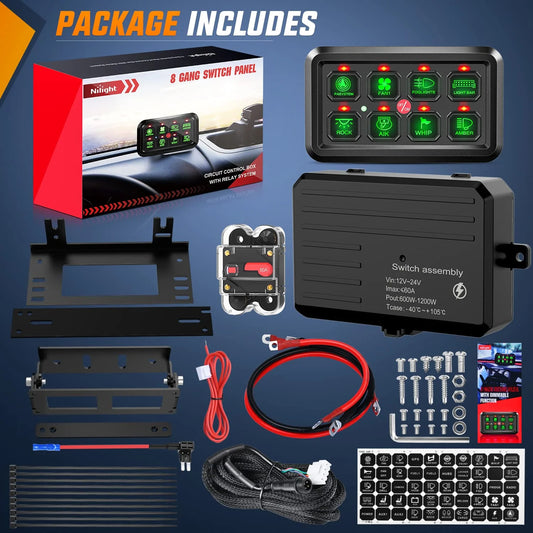 Panel de interruptores Nilight de 8 vías (USADO)
