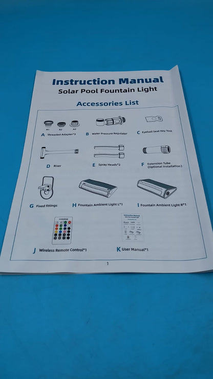 Fuente solar para piscina Kompoll, con luces de 10 colores (USADO)