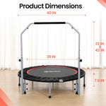 Trampolín Fitness Plegable 40 Pulgadas Con Barra Ajustable 330 Lb BCAN