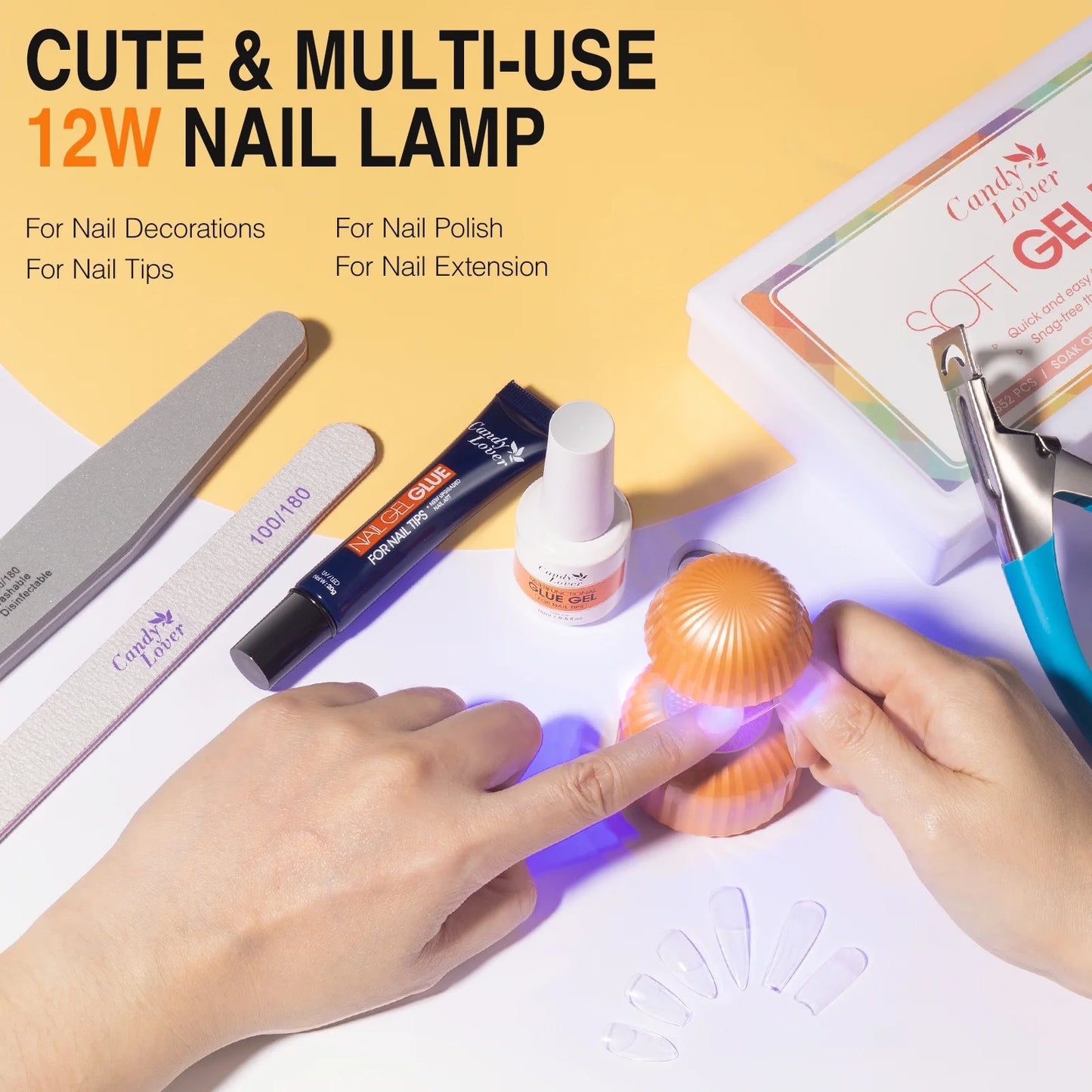 Kit de uñas postizas, rapido y facil, 552 puntas, polygel.