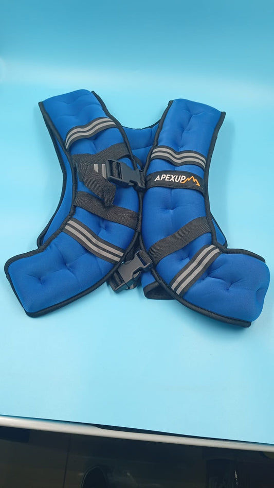Chaleco con peso de 30LB, APEXUP, con rayas reflectantes. AZUL REY