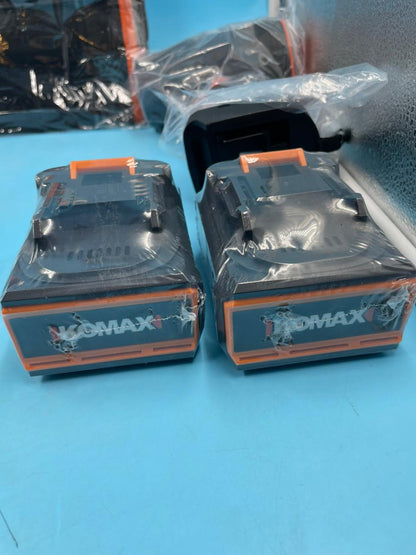 Soplador de hojas inalámbrico KOMAX, tubo soplador y 2 baterías.
