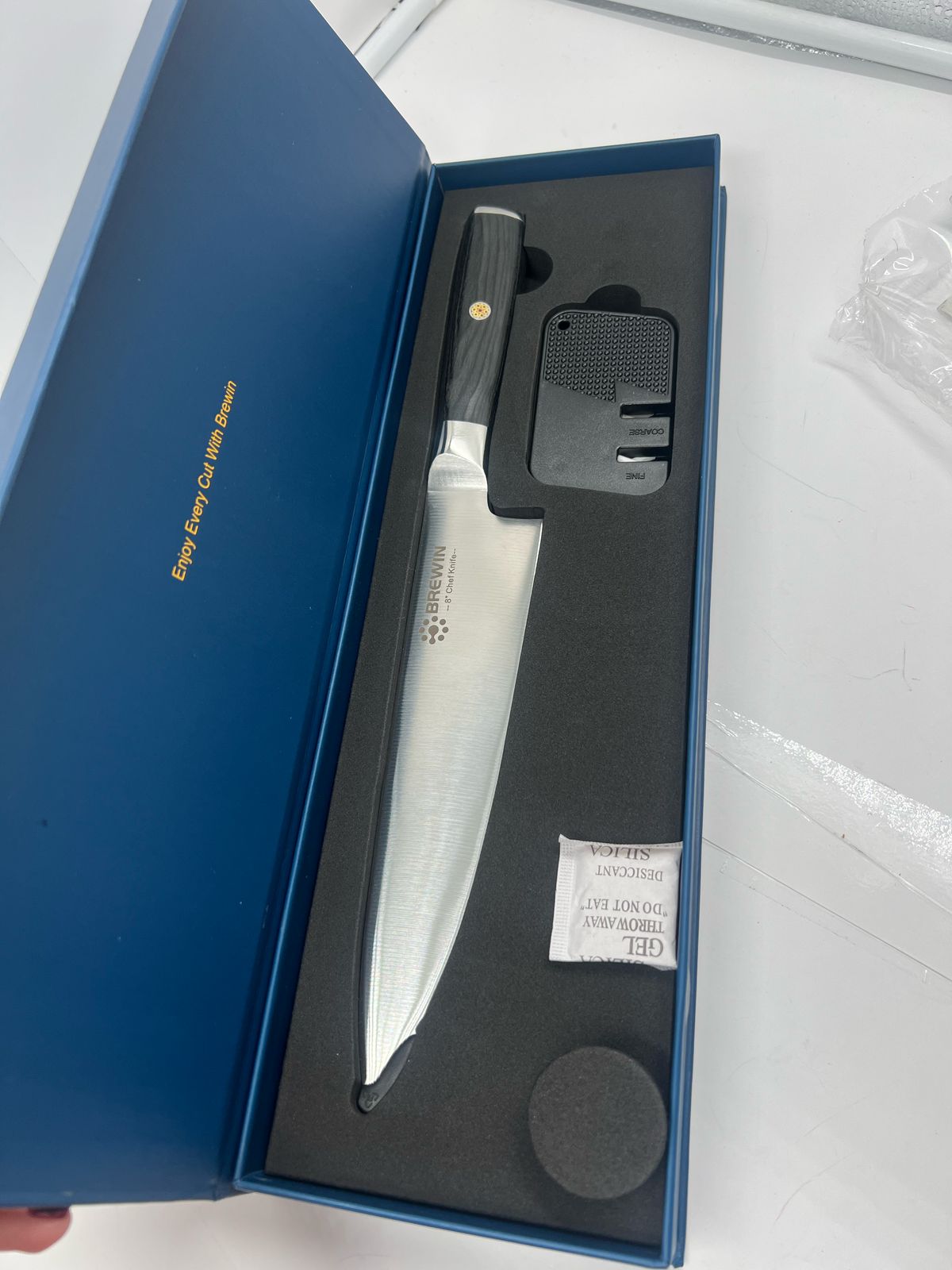 Brewin Cuchillo De Chef Japonés De 8 Pulgadas Con Afilador