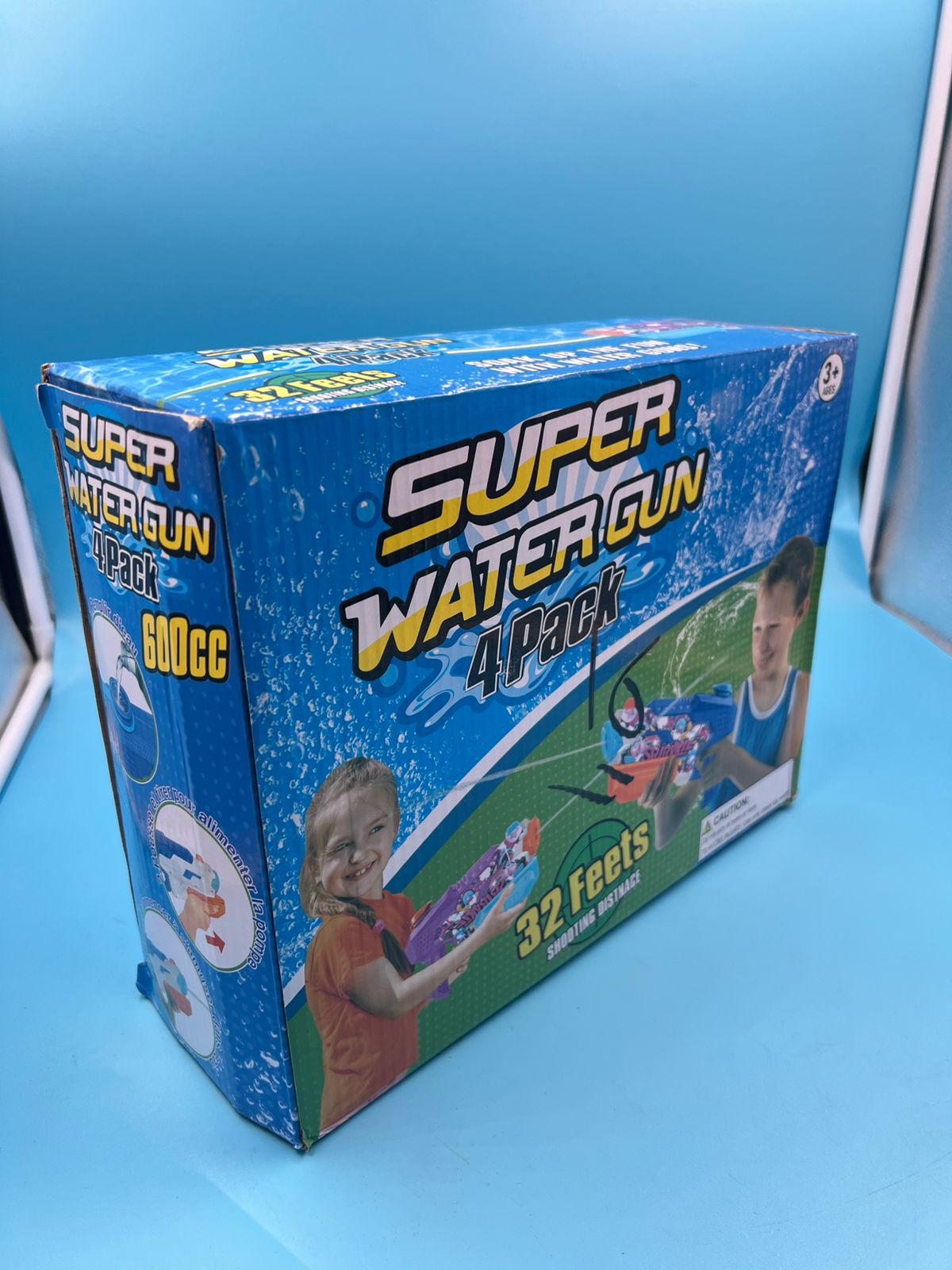 4 Pistolas de agua para adultos y niños 600 cc 32ft