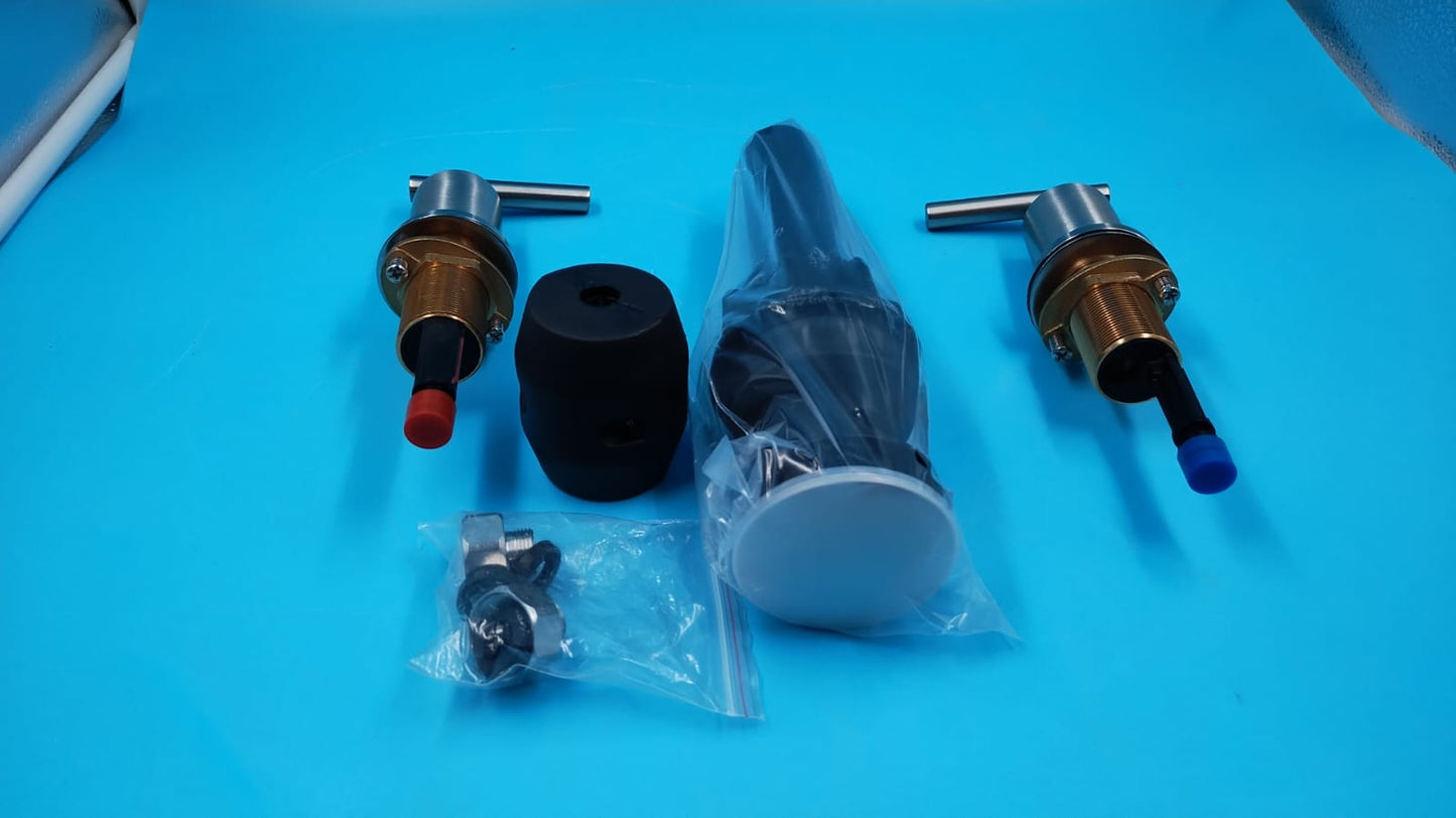 Grifo de baño desplegable con rociador 360° en acero inoxidable cepillado con drenaje emergente