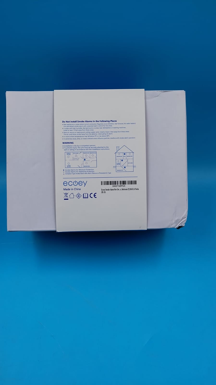 Detector de humo fotoeléctrico Ecoey FJ136GB (6 unidades)