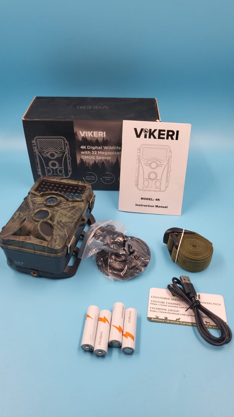 Cámara de rastreo Vikeri 4K de 32 MP con visión nocturna, IP66 con 40 LED infrarrojos sin brillo