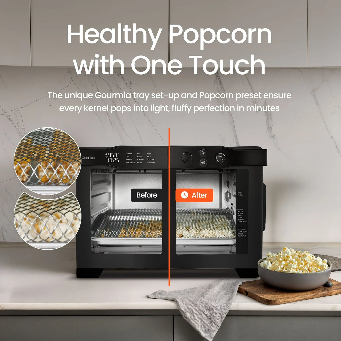 Gourmia Horno Tostador Freidora de Aire Digital de 6 Rebanadas, NEGRO.