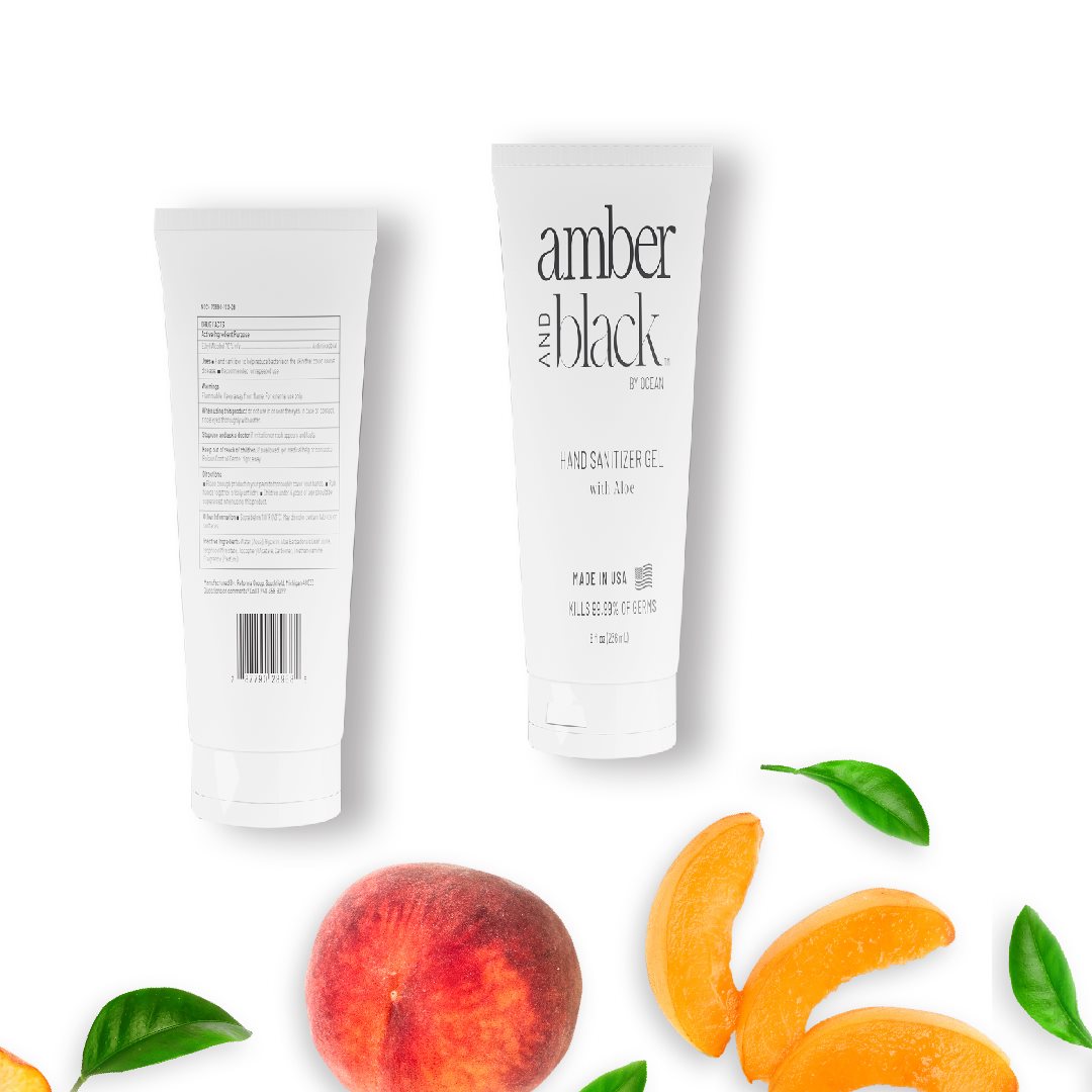 Gel sanitizante para manos 4 tubos de 8oz c/u Ambar & Black