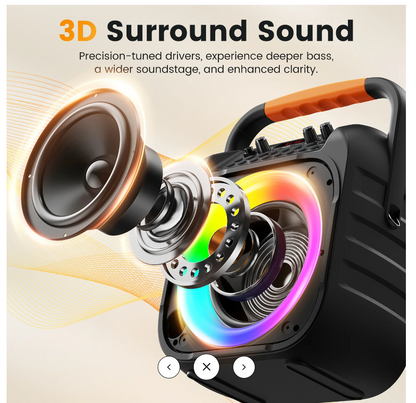 Máquina de karaoke Bluetooth JYX T26-T, Con 2 micrófonos inalámbricos.