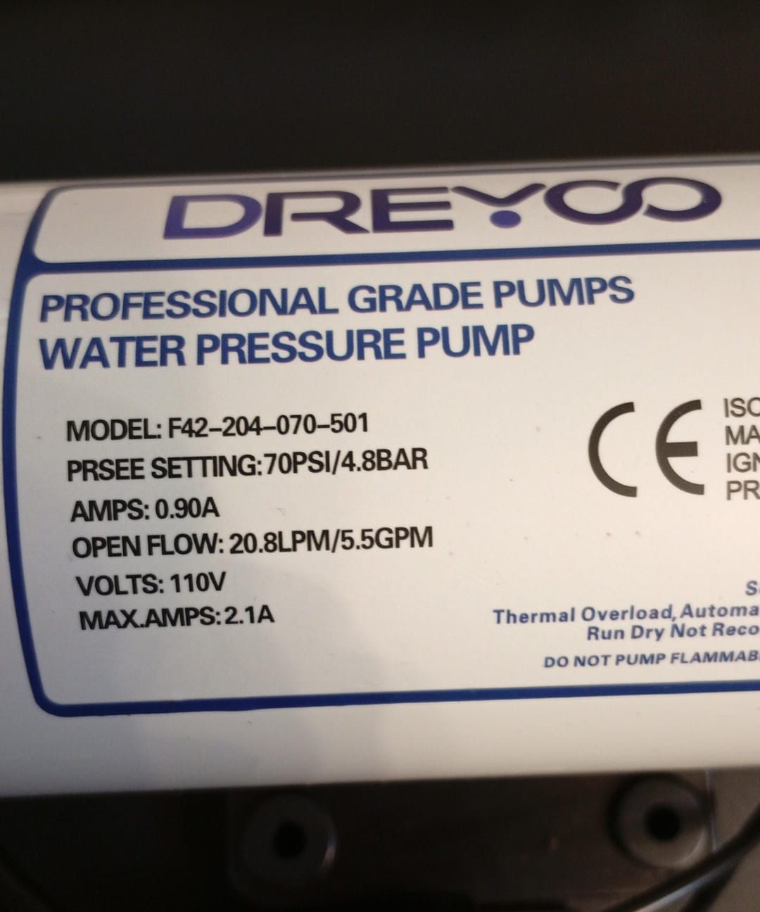 Bomba de presión de agua de 110 V, 5.5 GPM, 70 PSI, autocebante.