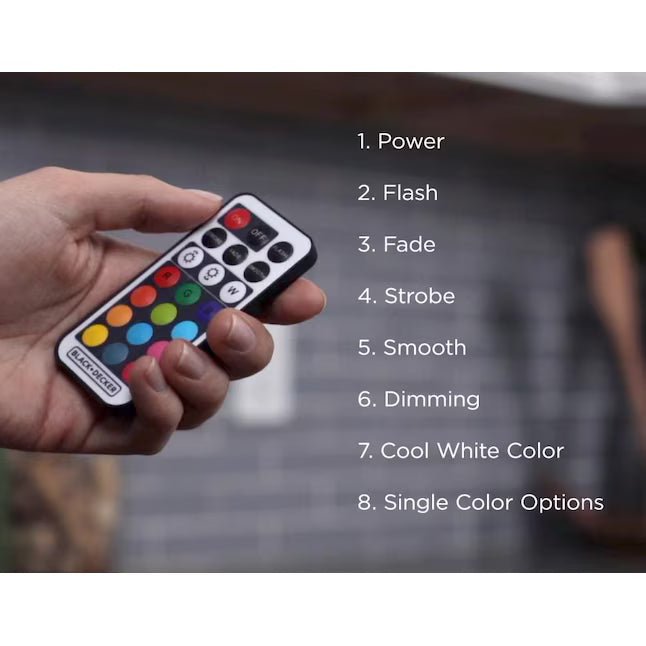 9 luces LED control remoto cambian de color BLACK+DECKER