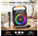 Máquina de karaoke Bluetooth JYX T26-T, Con 2 micrófonos inalámbricos.