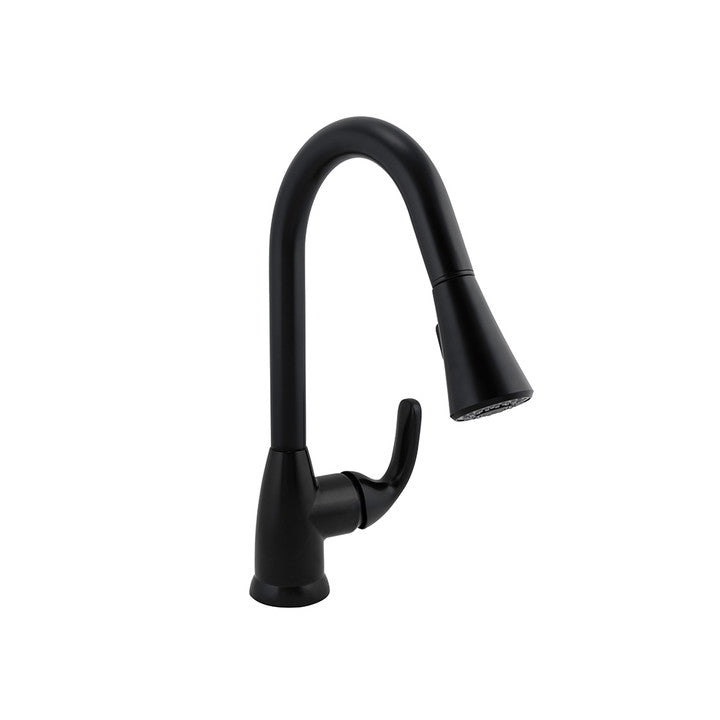 Grifo de cocina monomando, extraíble, Earth Luxe Niagara, Negro Matte.
