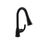 Grifo de cocina monomando, extraíble, Earth Luxe Niagara, Negro Matte.