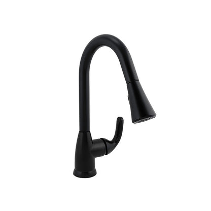 Grifo de cocina monomando, extraíble, Earth Luxe Niagara, Negro Matte.